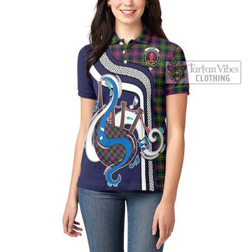 Logan Tartan Women's Polo Shirt with Epic Bagpipe Style