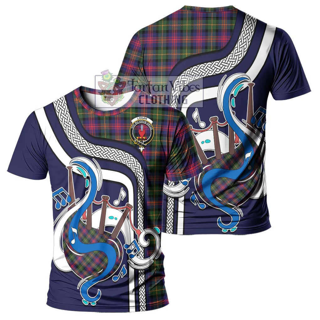 Logan Tartan T-Shirt with Epic Bagpipe Style - Tartanvibesclothing Shop