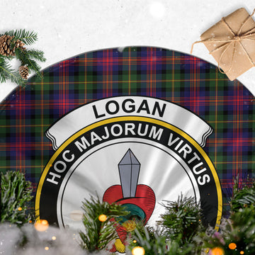 Logan Tartan Christmas Tree Skirt with Family Crest