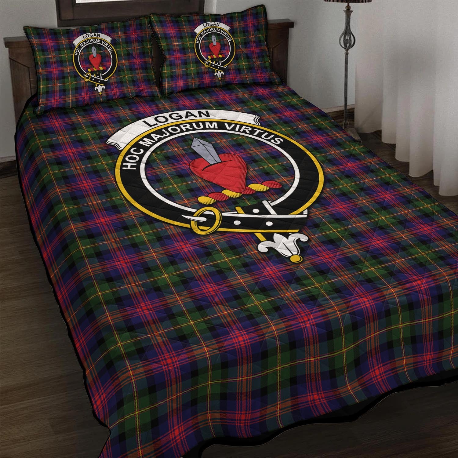 Logan Tartan Quilt Bed Set with Family Crest - Tartan Vibes Clothing