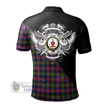 Logan Tartan Polo Shirt with Family Crest and Military Logo Style