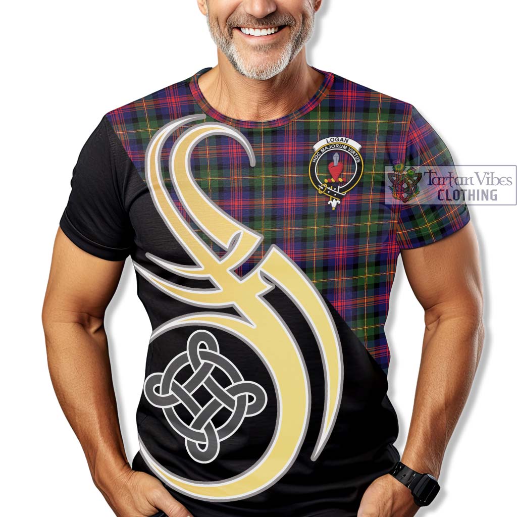 Tartan Vibes Clothing Logan Modern Tartan T-Shirt with Family Crest and Celtic Symbol Style