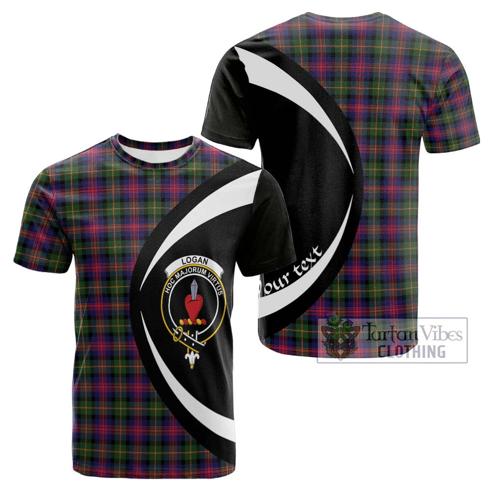 Tartan Vibes Clothing Logan Modern Tartan Cotton T-shirt with Family Crest Circle Style