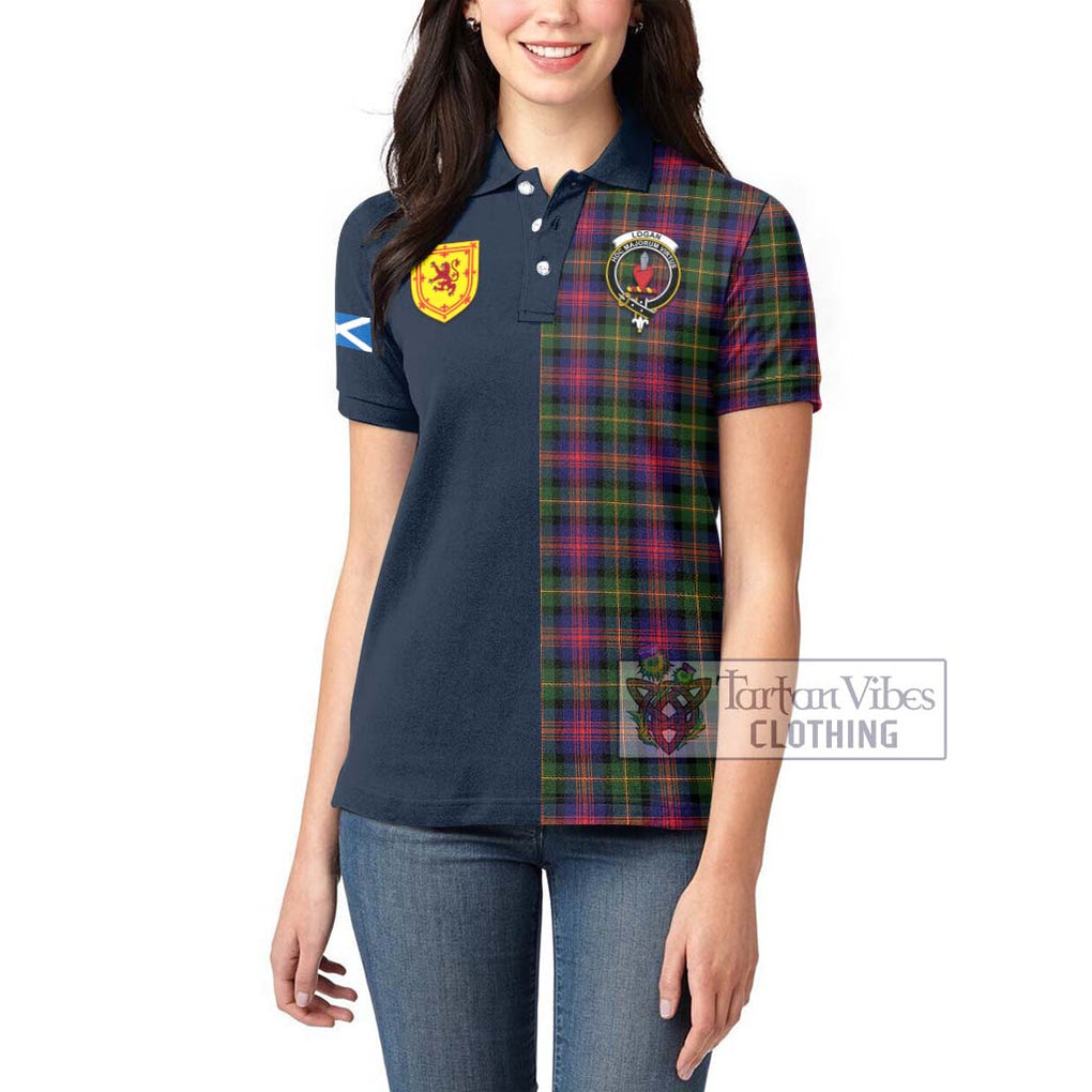 Tartan Vibes Clothing Logan Modern Tartan Women's Polo Shirt with Scottish Lion Royal Arm Half Style