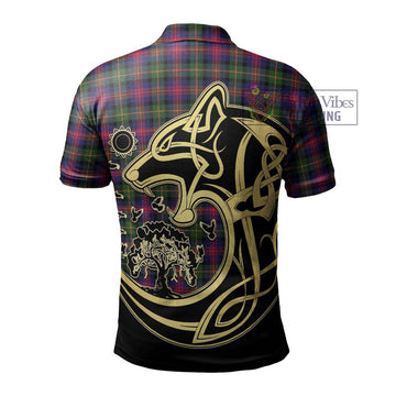 Logan Tartan Polo Shirt with Family Crest Celtic Wolf Style