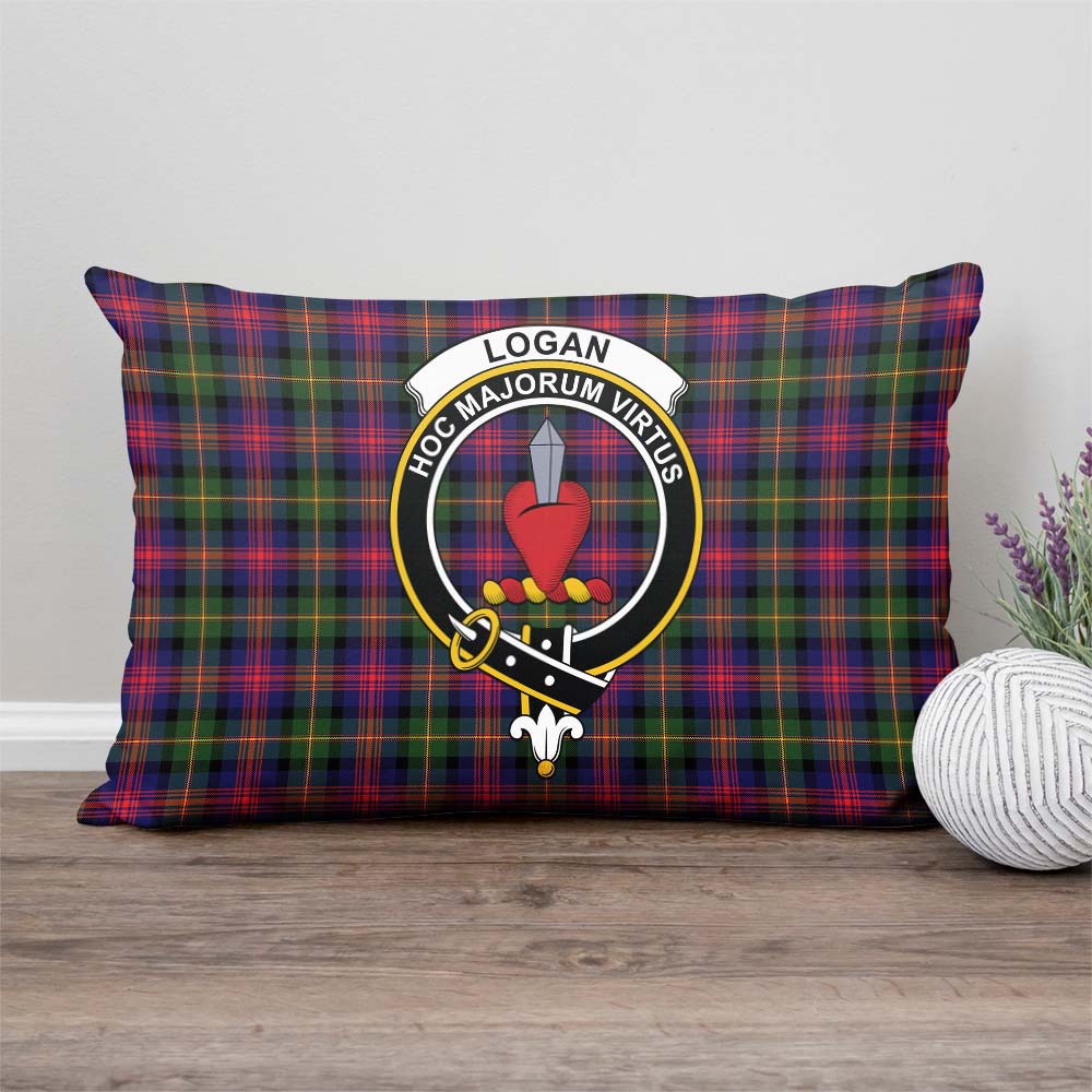 Logan Modern Tartan Pillow Cover with Family Crest Rectangle Pillow Cover - Tartanvibesclothing