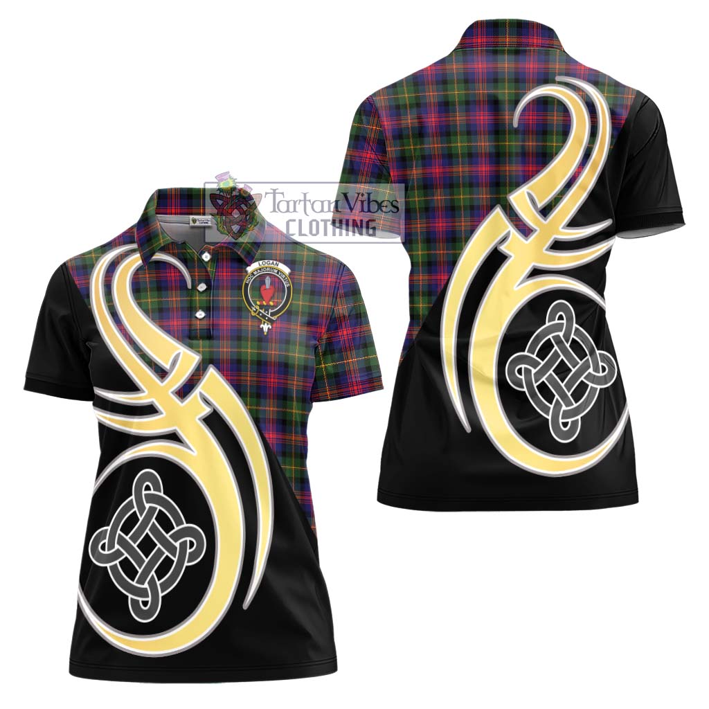 Logan Tartan Women's Polo Shirt with Family Crest and Celtic Symbol Style - Tartan Vibes Clothing