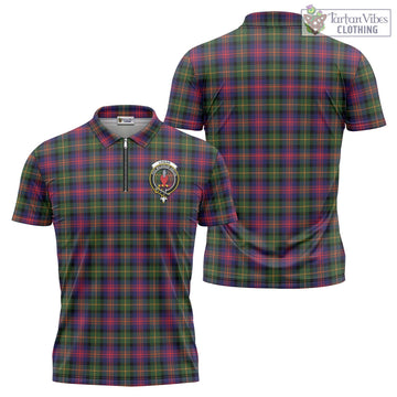 Logan Tartan Zipper Polo Shirt with Family Crest