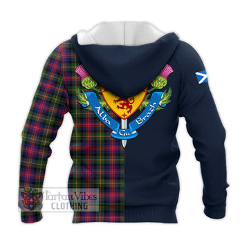 Logan Tartan Knitted Hoodie Alba with Scottish Lion Royal Arm Half Style