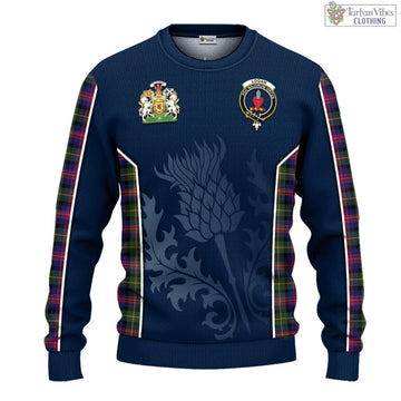 Logan Tartan Knitted Sweatshirt with Family Crest and Scottish Thistle Vibes Sport Style