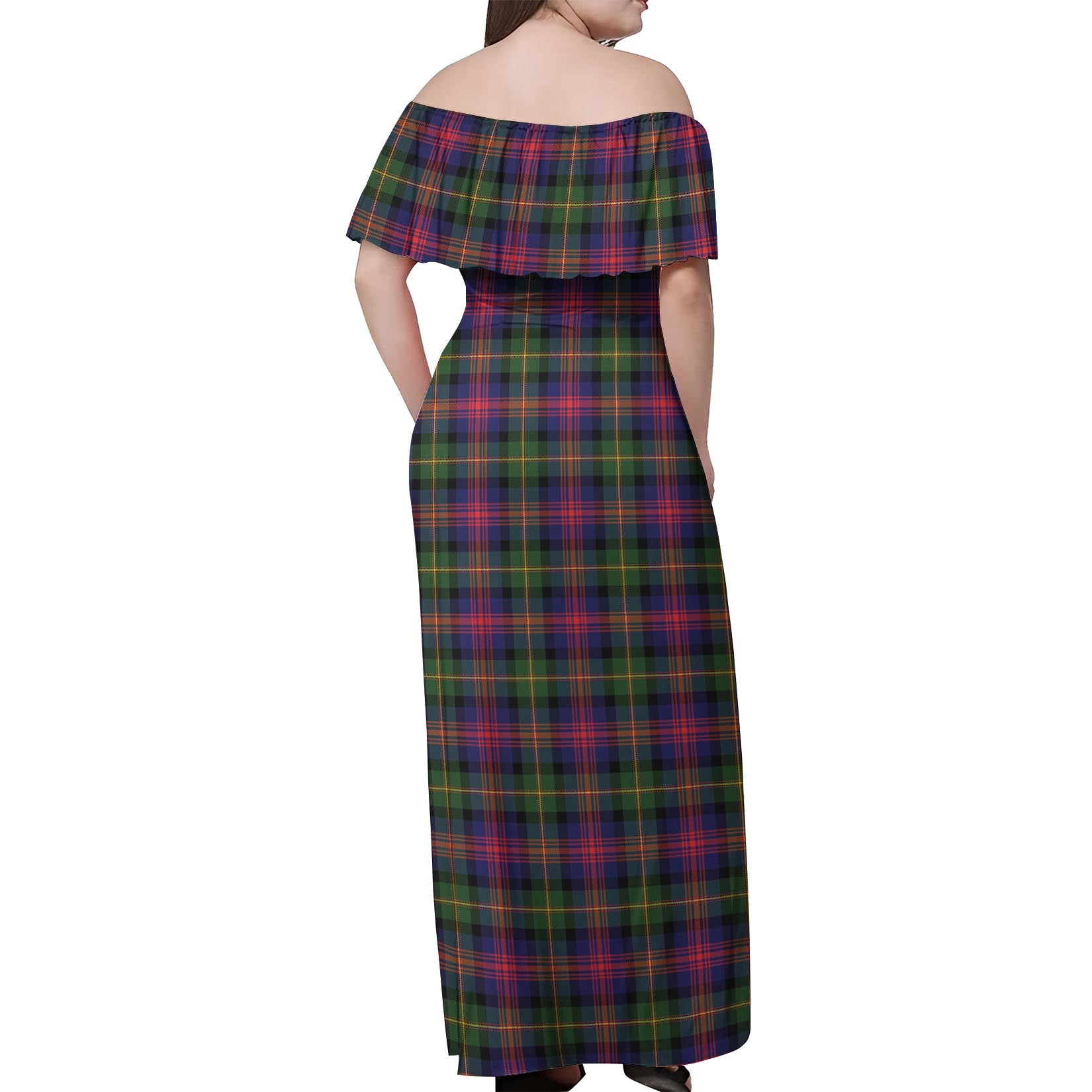 Logan Modern Tartan Off Shoulder Long Dress - Tartanvibesclothing