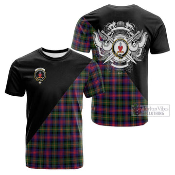 Logan Tartan Cotton T-shirt with Family Crest and Military Logo Style