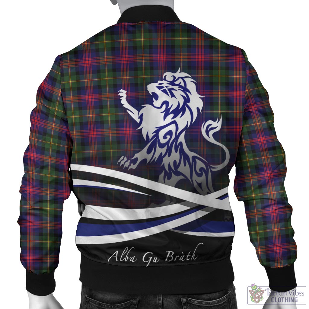 Tartan Vibes Clothing Logan Modern Tartan Bomber Jacket with Alba Gu Brath Regal Lion Emblem