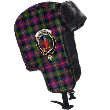 Logan Tartan Winter Trapper Hat with Family Crest