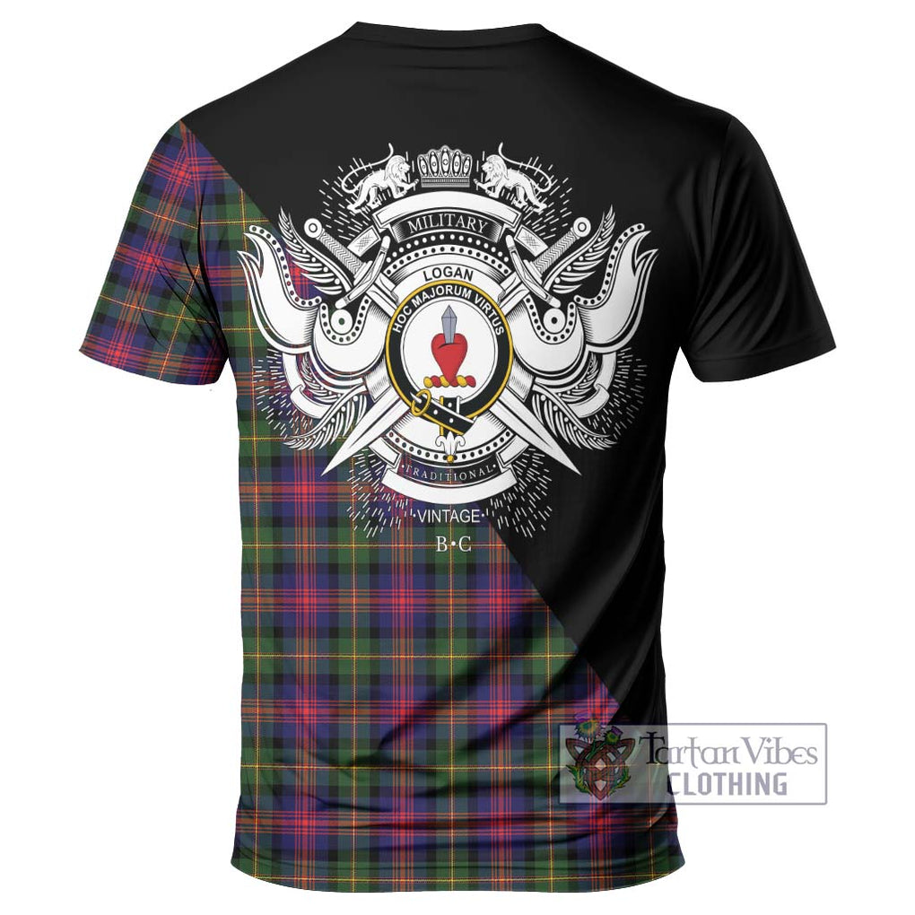 Logan Tartan T-Shirt with Family Crest and Military Logo Style - Tartanvibesclothing Shop