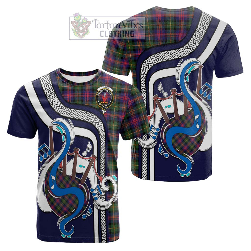 Tartan Vibes Clothing Logan Modern Tartan Cotton T-shirt with Epic Bagpipe Style