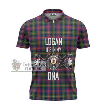 Logan Tartan Zipper Polo Shirt with Family Crest DNA In Me Style