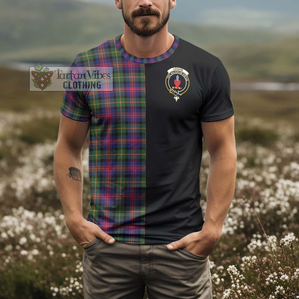 Logan Tartan T-Shirt with Family Crest and Half Of Me Style - Tartanvibesclothing Shop