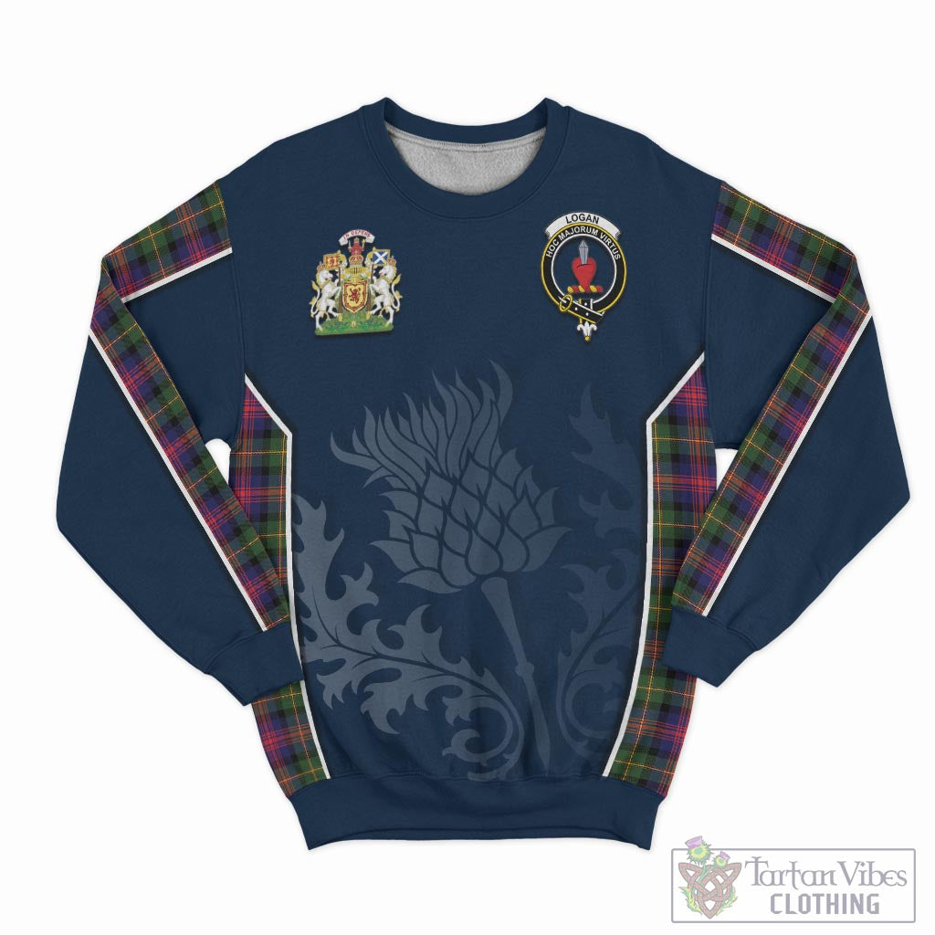 Tartan Vibes Clothing Logan Modern Tartan Sweatshirt with Family Crest and Scottish Thistle Vibes Sport Style