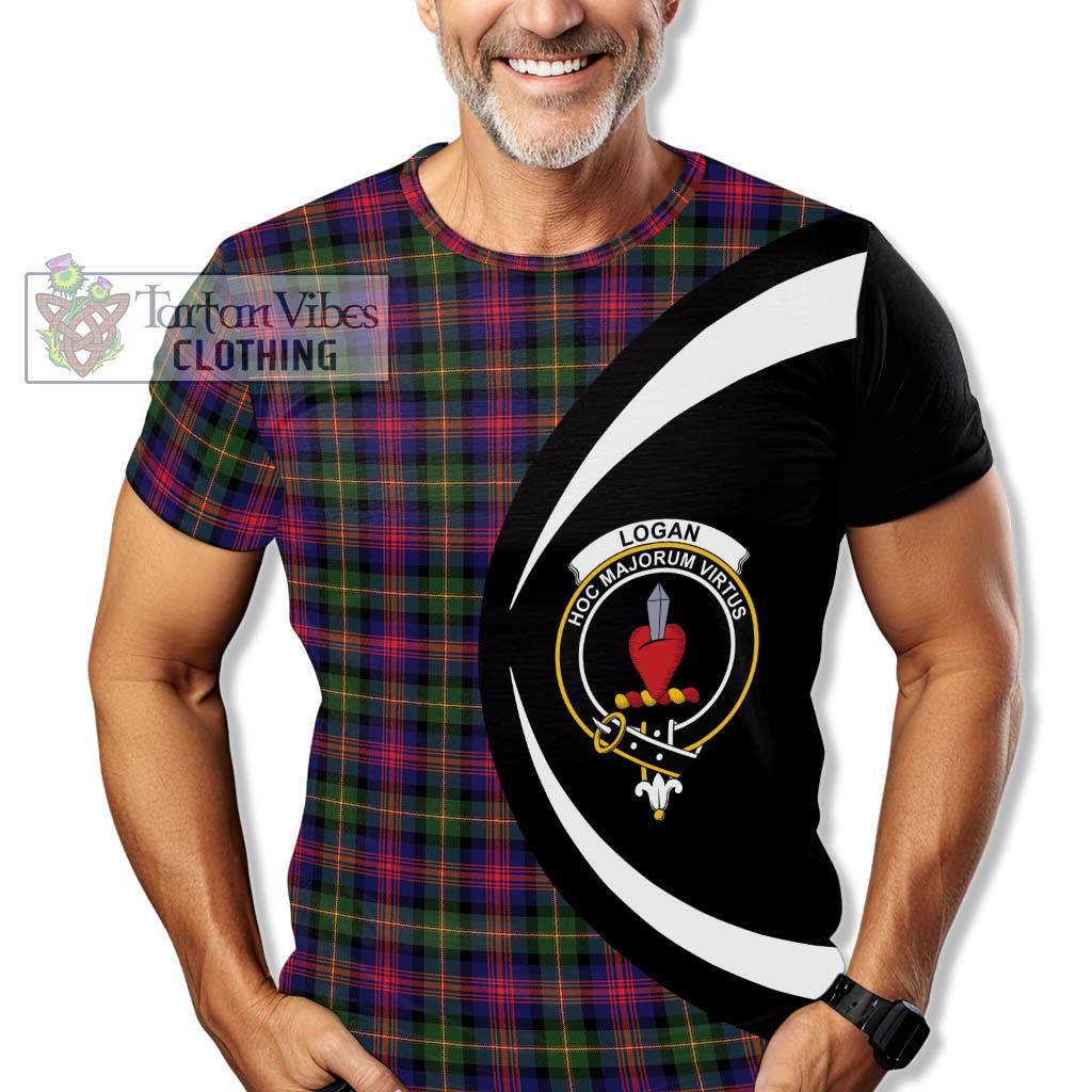 Tartan Vibes Clothing Logan Modern Tartan T-Shirt with Family Crest Circle Style