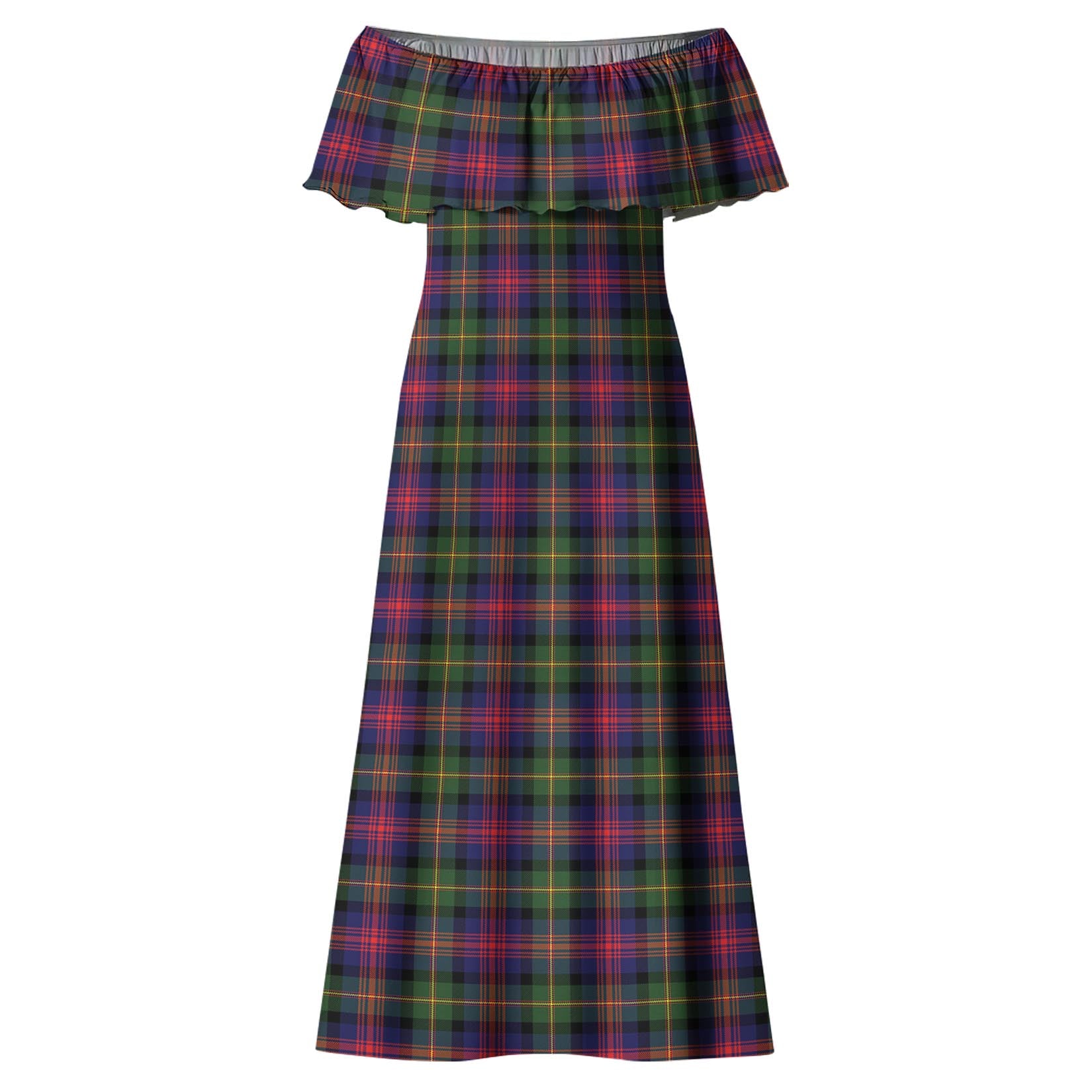 Logan Modern Tartan Off Shoulder Long Dress - Tartanvibesclothing