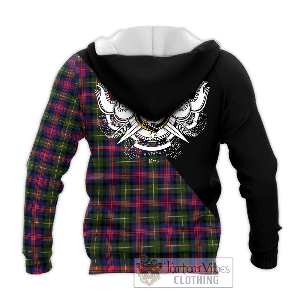 Logan Tartan Knitted Hoodie with Family Crest and Military Logo Style - Tartanvibesclothing Shop