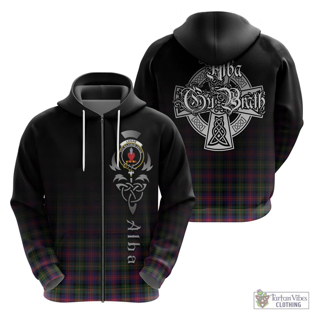 Tartan Vibes Clothing Logan Modern Tartan Hoodie Featuring Alba Gu Brath Family Crest Celtic Inspired