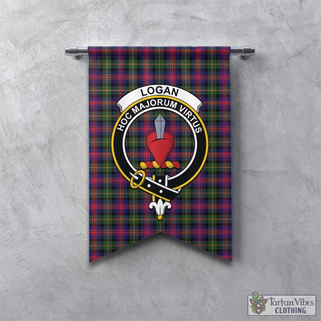 Tartan Vibes Clothing Logan Modern Tartan Gonfalon, Tartan Banner with Family Crest