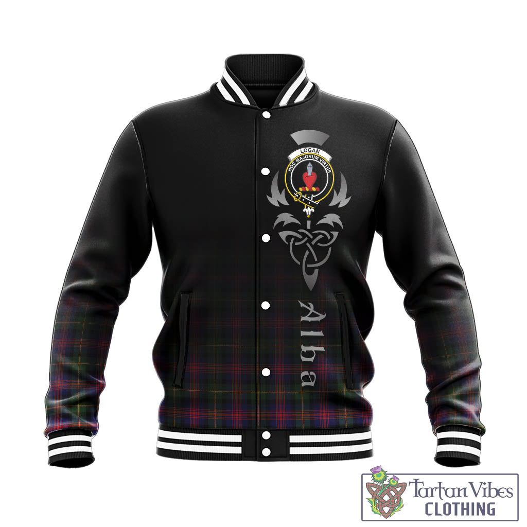 Tartan Vibes Clothing Logan Modern Tartan Baseball Jacket Featuring Alba Gu Brath Family Crest Celtic Inspired