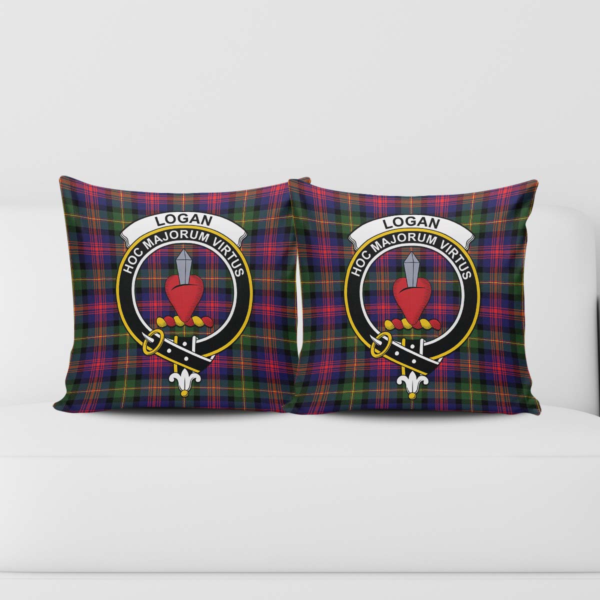 Logan Modern Tartan Pillow Cover with Family Crest - Tartanvibesclothing