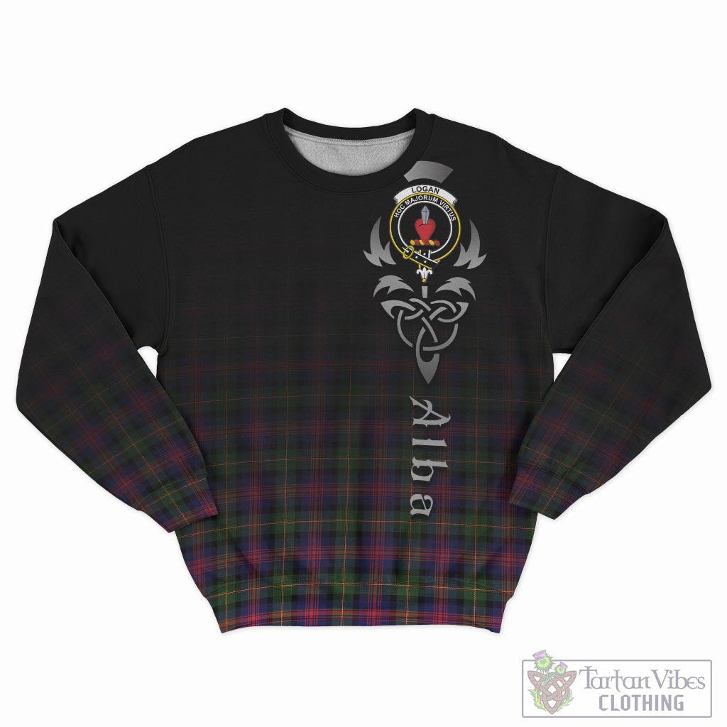 Tartan Vibes Clothing Logan Modern Tartan Sweatshirt Featuring Alba Gu Brath Family Crest Celtic Inspired