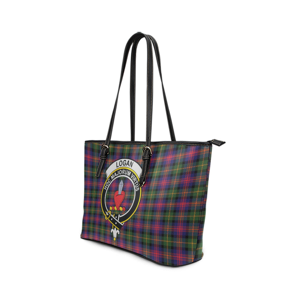 Logan Tartan Leather Tote Bag with Family Crest - Tartan Vibes Clothing