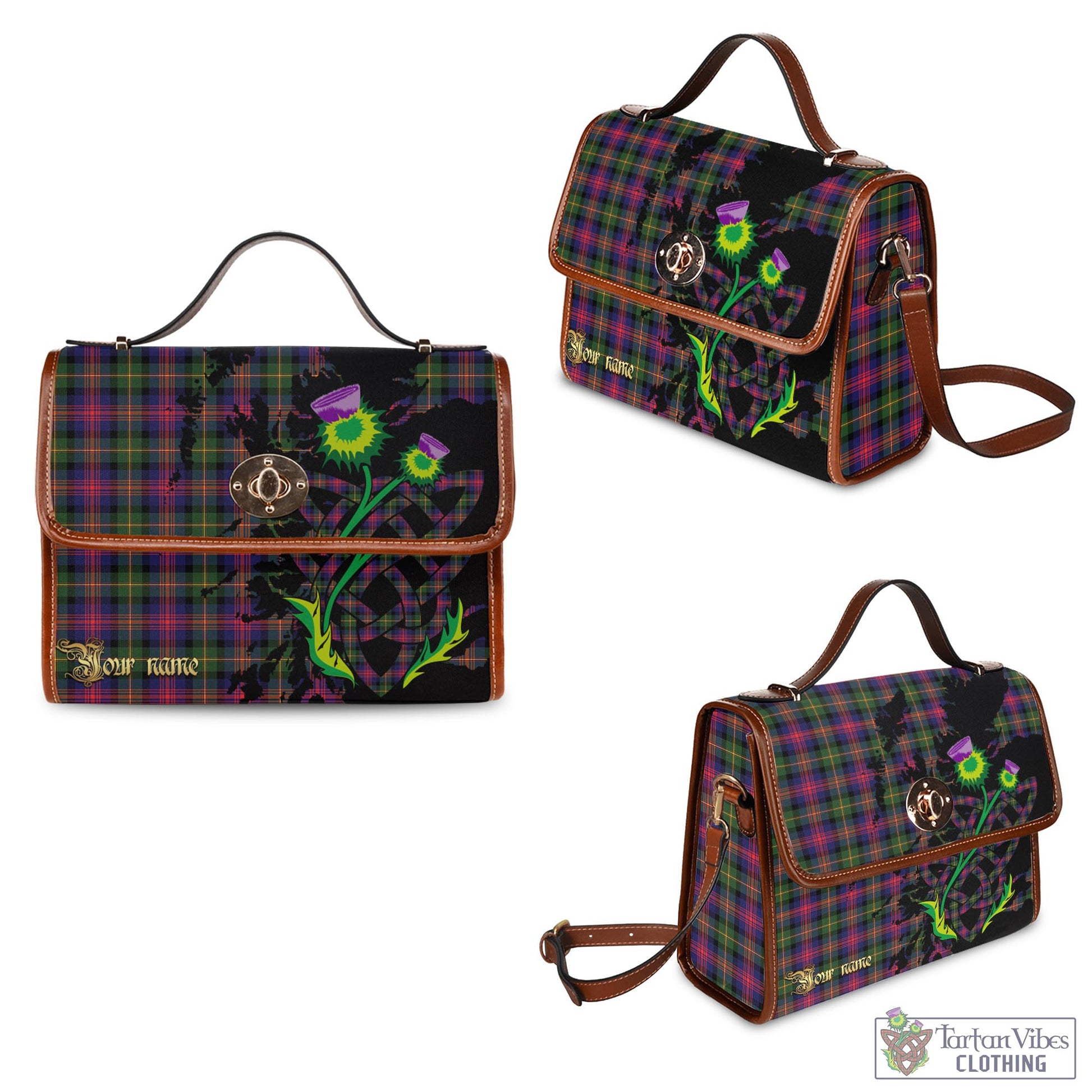 Tartan Vibes Clothing Logan Modern Tartan Waterproof Canvas Bag with Scotland Map and Thistle Celtic Accents