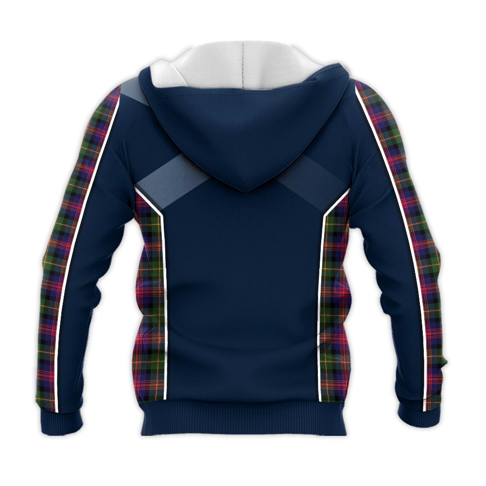 Tartan Vibes Clothing Logan Modern Tartan Knitted Hoodie with Family Crest and Scottish Thistle Vibes Sport Style