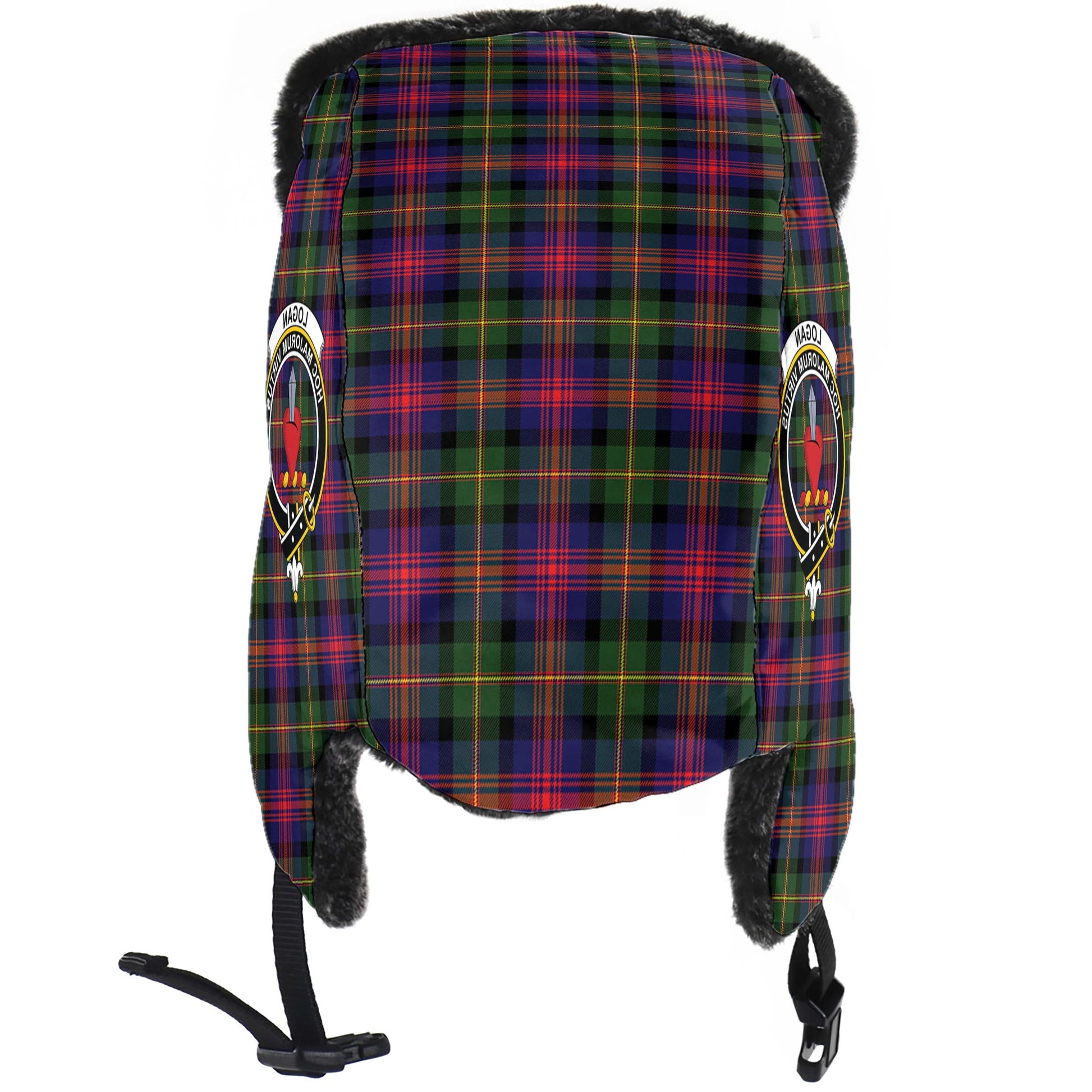 Logan Modern Tartan Winter Trapper Hat with Family Crest - Tartanvibesclothing