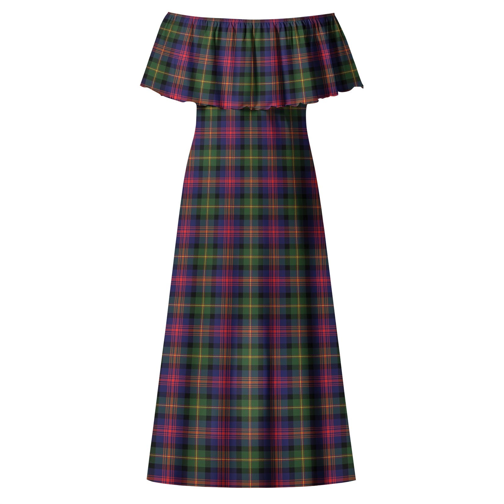 Logan Modern Tartan Off Shoulder Long Dress - Tartanvibesclothing