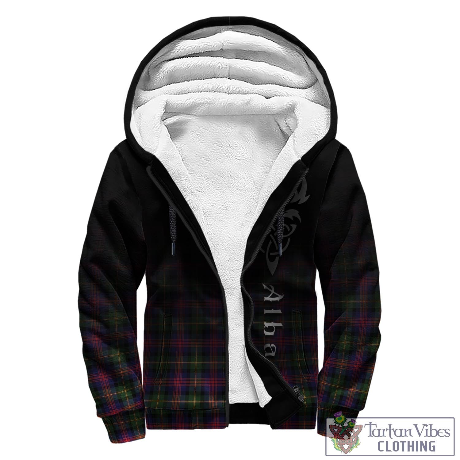 Tartan Vibes Clothing Logan Modern Tartan Sherpa Hoodie Featuring Alba Gu Brath Family Crest Celtic Inspired