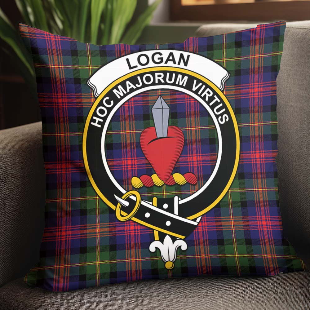 Logan Modern Tartan Pillow Cover with Family Crest - Tartanvibesclothing