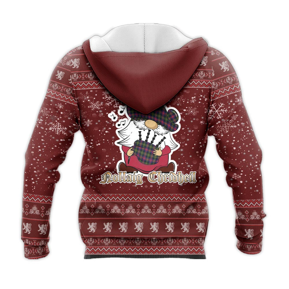 Logan Modern Clan Christmas Knitted Hoodie with Funny Gnome Playing Bagpipes - Tartanvibesclothing