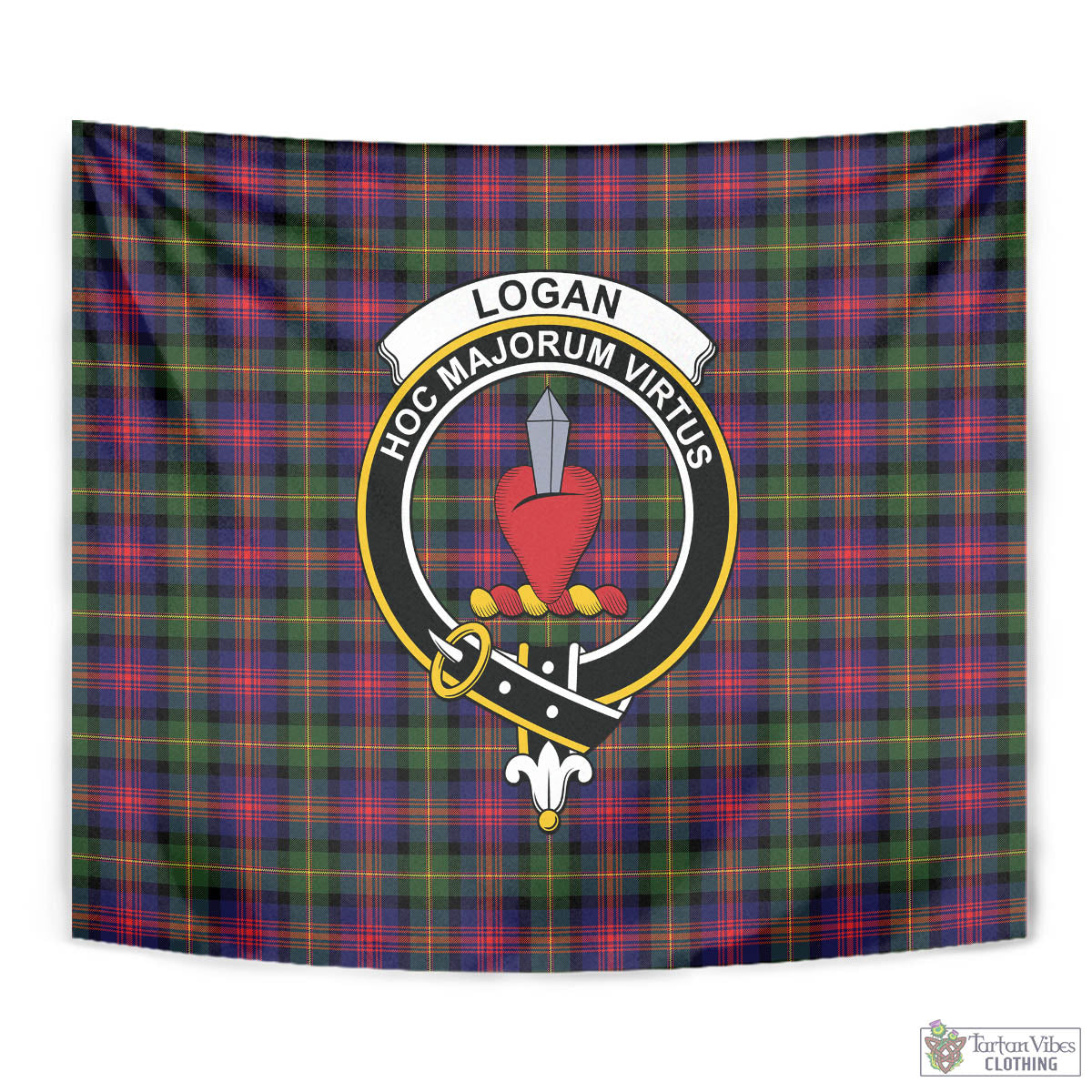 Tartan Vibes Clothing Logan Modern Tartan Tapestry Wall Hanging and Home Decor for Room with Family Crest