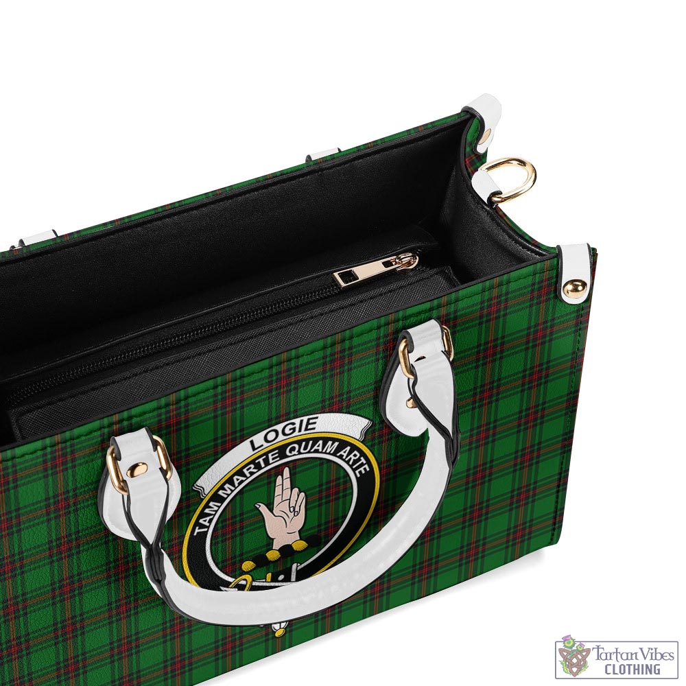 Tartan Vibes Clothing Logie Tartan Luxury Leather Handbags with Family Crest