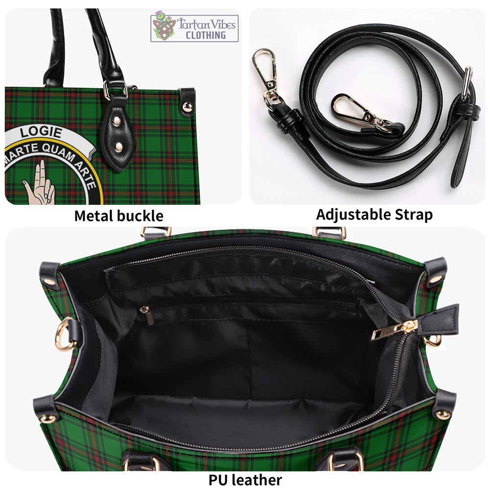 Tartan Vibes Clothing Logie Tartan Luxury Leather Handbags with Family Crest