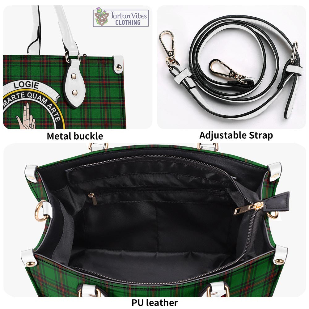 Tartan Vibes Clothing Logie Tartan Luxury Leather Handbags with Family Crest