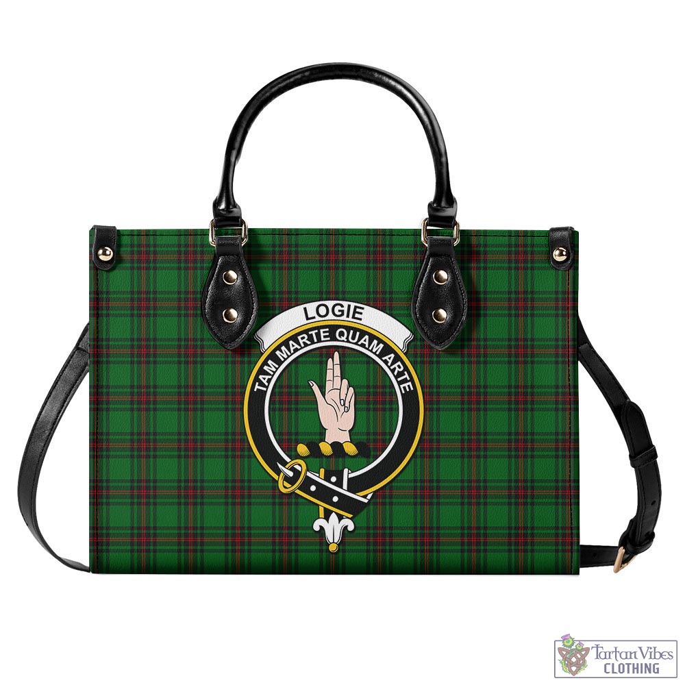 Tartan Vibes Clothing Logie Tartan Luxury Leather Handbags with Family Crest