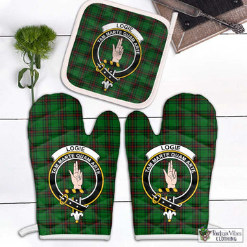Logie Tartan Combo Oven Mitt & Pot-Holder with Family Crest White - Tartan Vibes Clothing