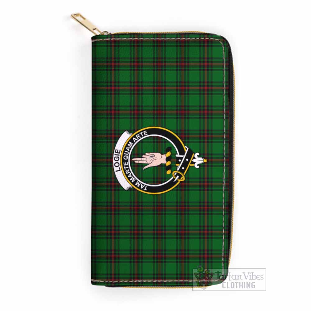 Logie Tartan Women's Leather Wallet with Family Crest One Size 19.7*10.5*3.5 cm - Tartan Vibes Clothing