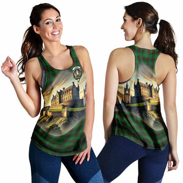 Logie Tartan Family Crest Women's Racerback Tanks with Scottish Ancient Castle Style 4XL - Tartan Vibes Clothing
