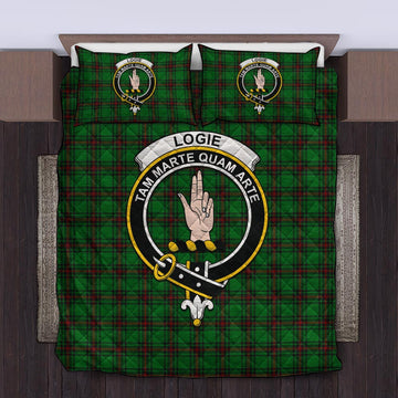 Logie Tartan Quilt Bed Set with Family Crest