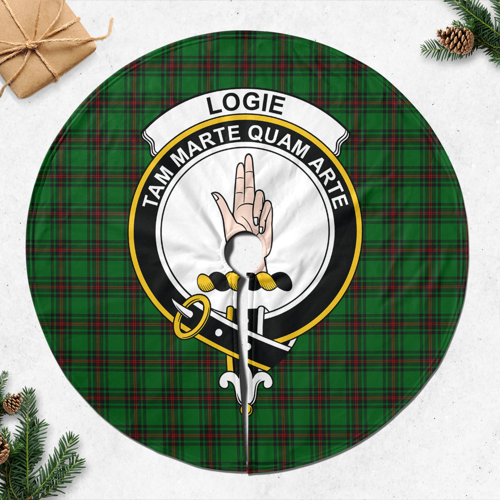 Logie Tartan Christmas Tree Skirt with Family Crest - Tartanvibesclothing