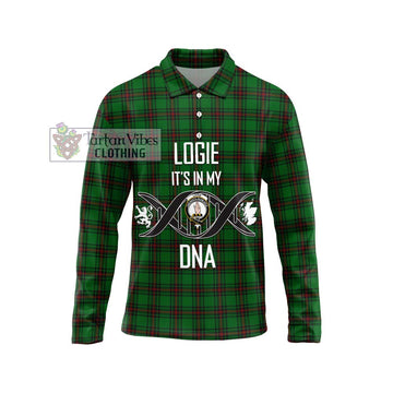 Logie Tartan Long Sleeve Polo Shirt with Family Crest DNA In Me Style Unisex - Tartan Vibes Clothing